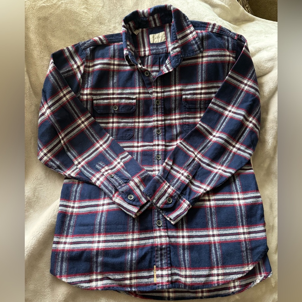 Jachs Navy and Red Plaid Casual Button Down Shirt